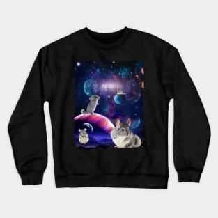 Chinchilla Funny Pogona Galaxy Stars Universe Rodents Crewneck Sweatshirt